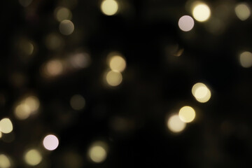 Defocused Bokeh Lights on Dark Background - Abstract Festive Glow for Holiday Themes