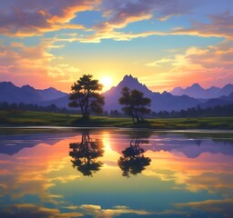 Illustration of travel landscape.