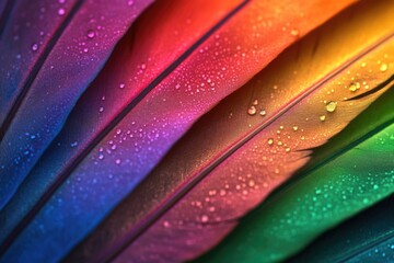 Obraz premium A colorful feather with vibrant rainbow hues, suitable for use in illustrations or design projects