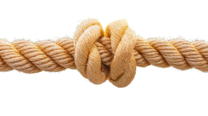 Closeup of Intricately Knotted Rope or Twine Forming Coils and Loops in Tangle of Natural Fibers