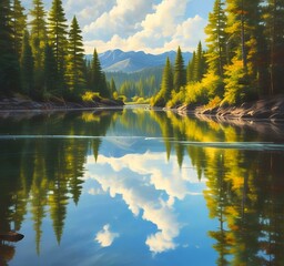 Obraz premium Illustration of travel landscape.