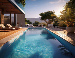 Generated image　プールのある風景