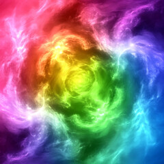 Colorful Nebulae in the Cosmic Realm a Swirling Symphony of Rainbow Light and Energy in Galaxy