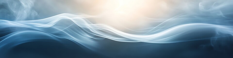 Naklejka premium Abstract Flowing Smoke Effect with Smooth, Undulating Curves on a Dark Blue Background