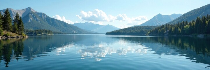 Gentle ripples disturb the mirror-like surface of Thunderbird Lake, lake, serene