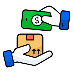 Conceptual flat design icon of cash on delivery