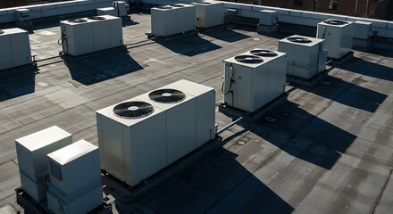 Commercial Roof with Hvac Units for Air Conditioning and Ventilation