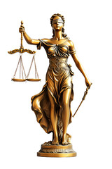 Statue of justice on the white background