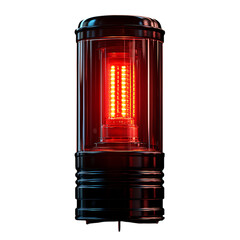 Vibrant red emergency siren light illuminating against a transparent background.