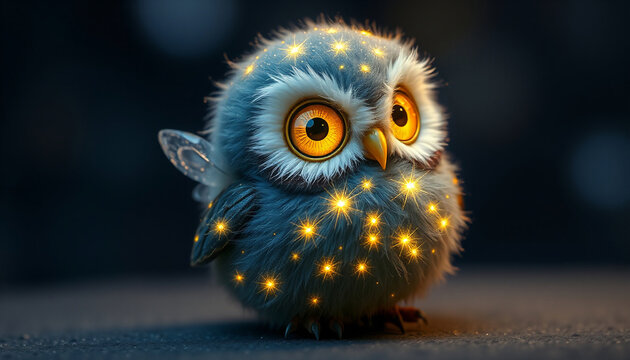 Adorable Owl Character with Big Eyes.