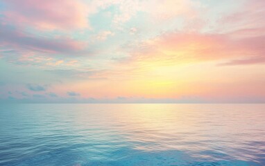 Obraz premium Tranquil morning at sea with soft pastel colors in the sky