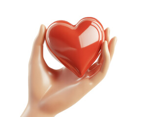 Fototapeta premium Red heart in hand isolated, PNG