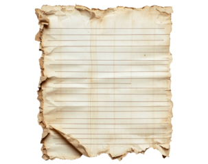 Old sheet of paper isolated, PNG