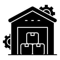Flat design icon of warehouse
