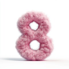 Cloud-textured number 8 with fluffy soft details for 8 March International Womens Day isolated on white