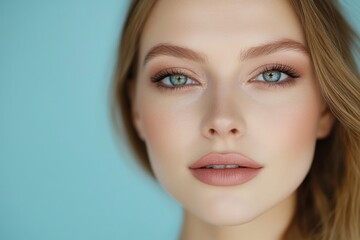 Naklejka premium Close-up Portrait of a Beautiful Woman with Stunning Makeup