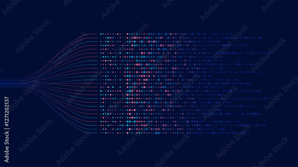 Poster big data visualization. social network, financial analysis of complex databases. data mining. vector