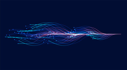 Ai technology. Concept of artificial intelligence. Blue and dots lines. Digital, communication, science, networks © natrot