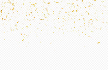 Glittering confetti on a transparent background. Gold confetti
