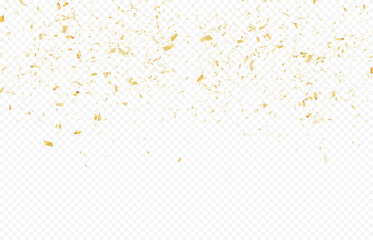 Glittering confetti on a transparent background. Gold confetti