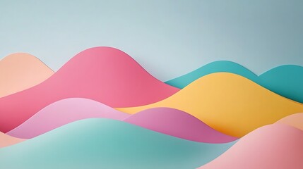 Fototapeta premium Abstract Pastel Waves Colorful Landscape Design