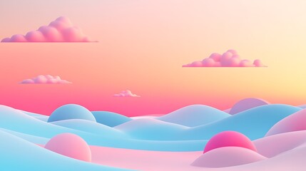 Obraz premium Pastel Cloudscape Over Rolling Gentle Hills