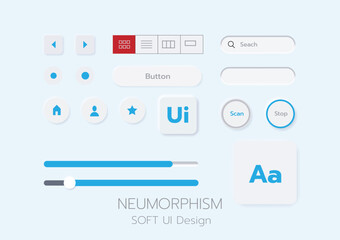 3D Neumorphic Soft UI Design. 3D Bottons.