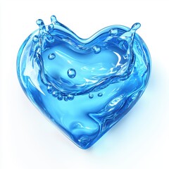 Water heart with liquid transparent design isolated on white