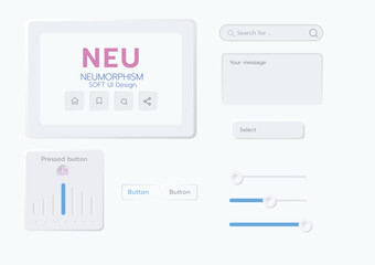 3D Neumorphic Soft UI Design. 3D Bottons.