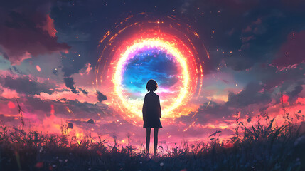 sky view with colorful circular lights