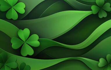 Abstract shamrock green waves background mockup Saint Patricks Day