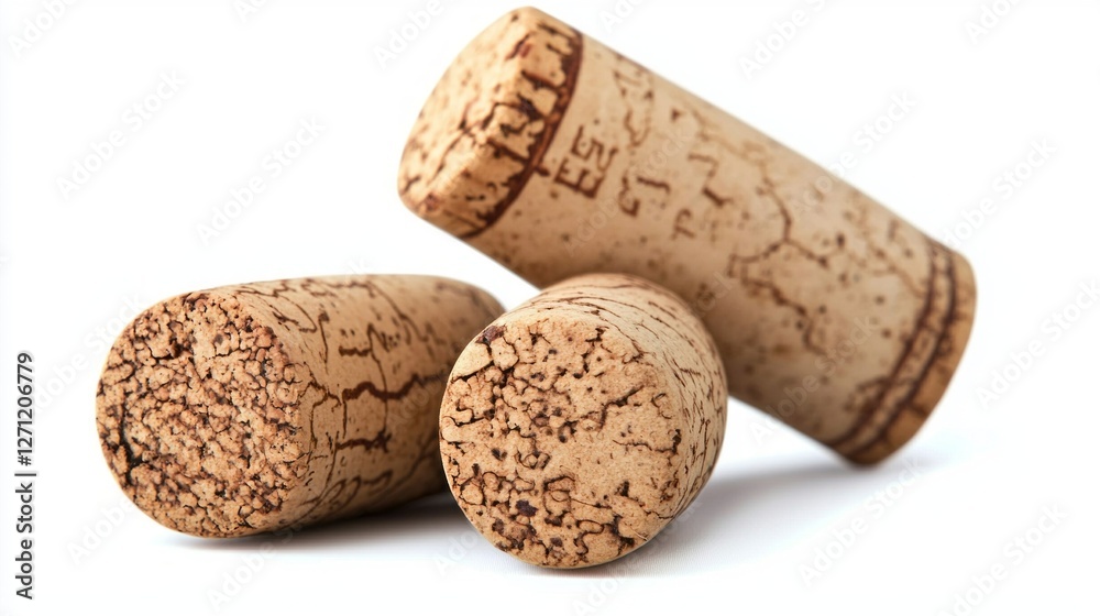 Aufkleber three elegantly shaped wine corks are artfully arranged against a pure white backdrop, showcasing th