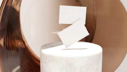 Minimal business card mockup template with glass background