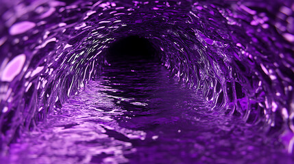 Eerie Amethyst Tunnel  Shining Through Mysterious Waters Creating a Mesmerizing Liquid Effect