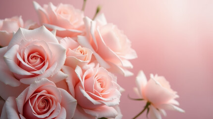 Elegant Pink Roses on a Soft Background with Space