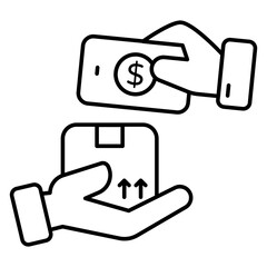 Conceptual flat design icon of cash on delivery