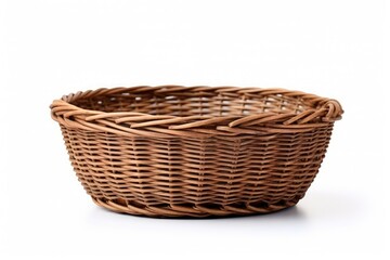 Vintage wicker basket alone on white background