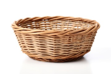 Vintage wicker basket on white background