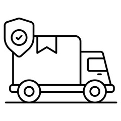 Perfect design icon of cargo van with shield, secure shipment