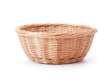 White background with an empty wicker basket