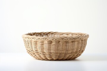Obraz premium White background with an empty wicker basket