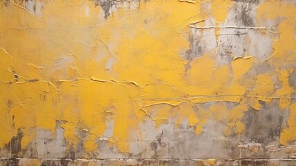 Abstract backdrop wallpaper, a yellow grunge texture with space for text or design. Painting of an old vintage painted metal wall on canvas.