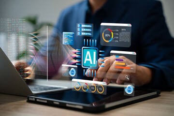 Big data and AI technology, Business intelligence and AI data science, Automating data processing, Machine learning and business intelligence, AI driven data processing, KPI performance monitoring.