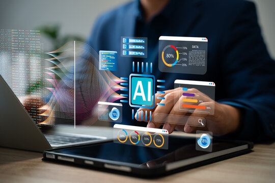 Big data and AI technology, Business intelligence and AI data science, Automating data processing, Machine learning and business intelligence, AI driven data processing, KPI performance monitoring. - Powered by Adobe