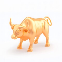 Fototapeta premium Golden bull sculpture art studio 3d render modern environment close-up view symbol of wealth