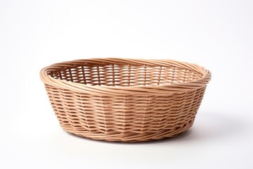 Wicker basket on blank surface
