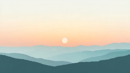 Fototapeta premium Serene Sunset Over Rolling Mountain Ranges