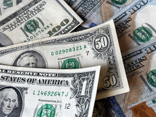Dolar, amerykańskie banknoty, amerykańska waluta, gotówka. Dollar, American banknotes, American currency, cash.
