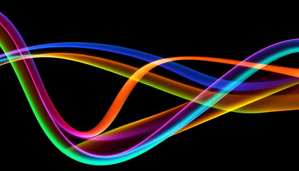 Naklejka premium Abstract flowing rainbow-colored lines creating a vibrant and dynamic visual