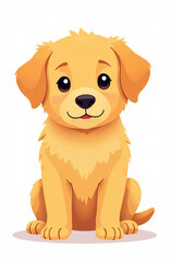 Fototapeta premium Golden retriever puppy on a white background. The animal looks at the camera.